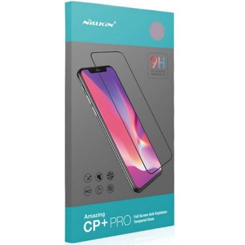 Xiaomi Redmi 7A, Kijelzővédő fólia, ütésálló fólia (az íves részre is!), Tempered Glass (edzett üveg), Full Glue, Nillkin, CP+ PRO, fekete