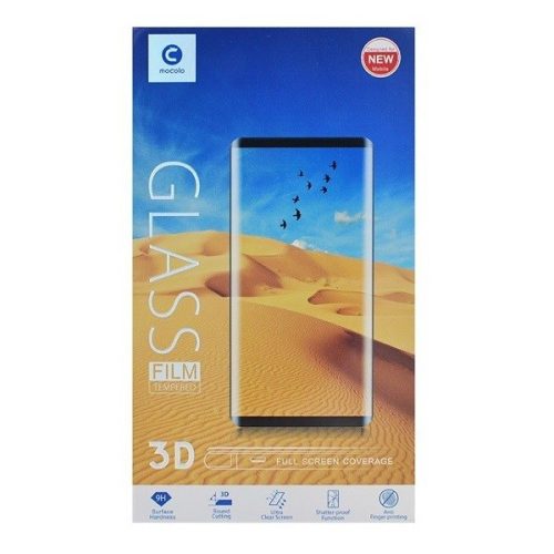Xiaomi Redmi Note 9 5G, Kijelzővédő fólia, ütésálló fólia (az íves részre is!), Tempered Glass (edzett üveg), 3D Full Cover, Full Glue, Mocolo, fekete
