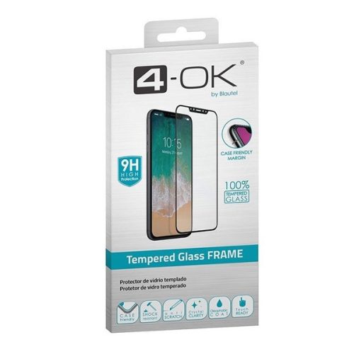 Apple iPhone 13 / 13 Pro / 14 / 16e, Kijelzővédő fólia, ütésálló fólia (az íves részre is!), Tempered Glass (edzett üveg), tok barát, 3D Full Cover, Full Glue, Blautel 4-OK, fekete