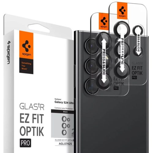 Samsung Galaxy S24 Ultra SM-S928, Kamera lencsevédő fólia, ütésálló fólia, Tempered Glass (edzett üveg), Spigen Glastr Ez Fit Optik Pro, Clear, 2 db / csomag