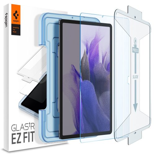 Samsung Galaxy Tab S7 Plus 12.4 / Tab S7 FE 12.4 / Tab S8 Plus 12.4 / Tab S9 Plus 12.4 / Tab S10 Plus 12.4, Kijelzővédő fólia, ütésálló fólia, Tempered Glass (edzett üveg), Spigen Ez Fit, Clear
