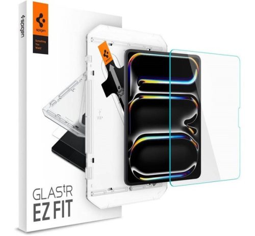 Apple iPad Pro 11 (2024), Kijelzővédő fólia, ütésálló fólia, Tempered Glass (edzett üveg), Spigen Ez Fit, Clear
